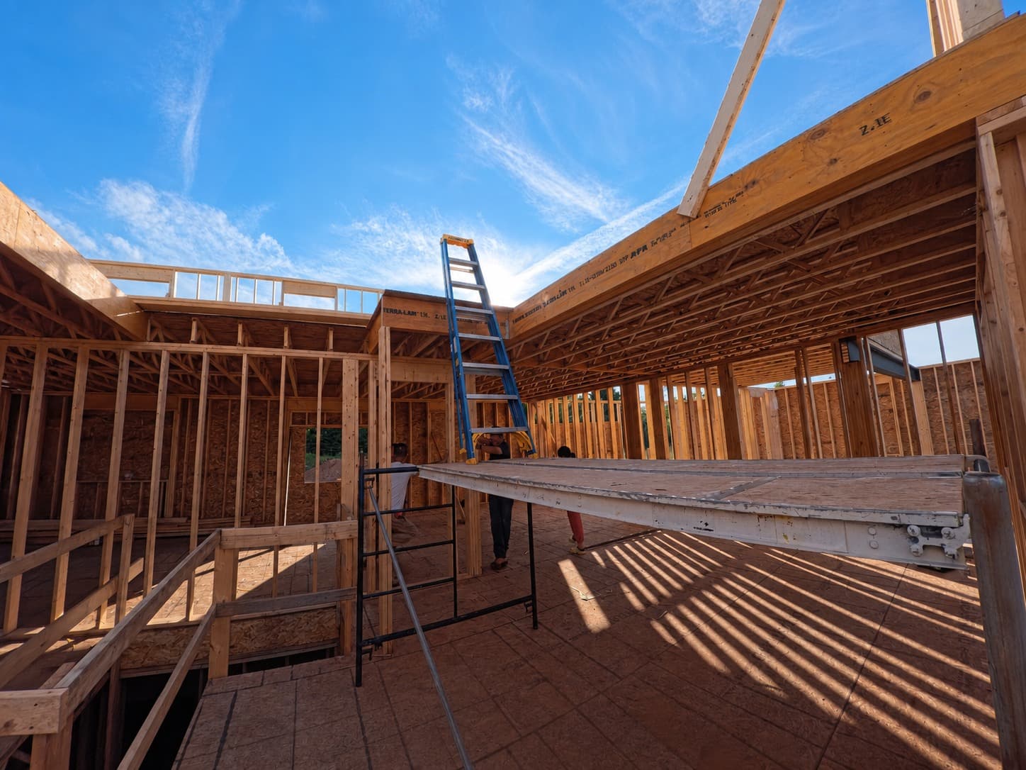Residential construction framing project in progress